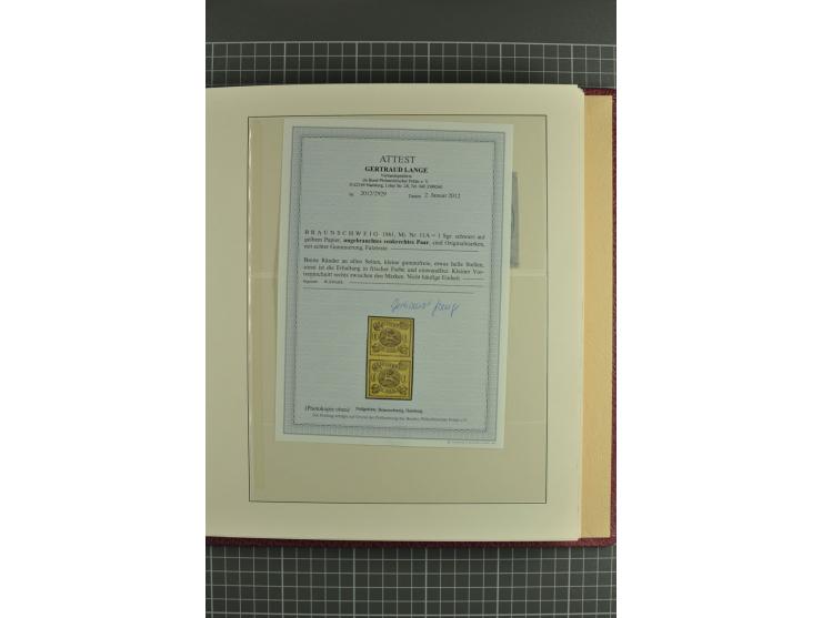 Die verbleibende Marken- und Briefesammlung in 2 gut gefüllten Lederalben, dabei Nr. 1 (17+Paar+2 Vorderseiten+1 Brief), 2 (1