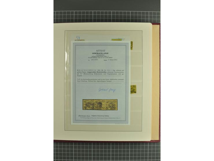 Die verbleibende Marken- und Briefesammlung in 2 gut gefüllten Lederalben, dabei Nr. 1 (17+Paar+2 Vorderseiten+1 Brief), 2 (1