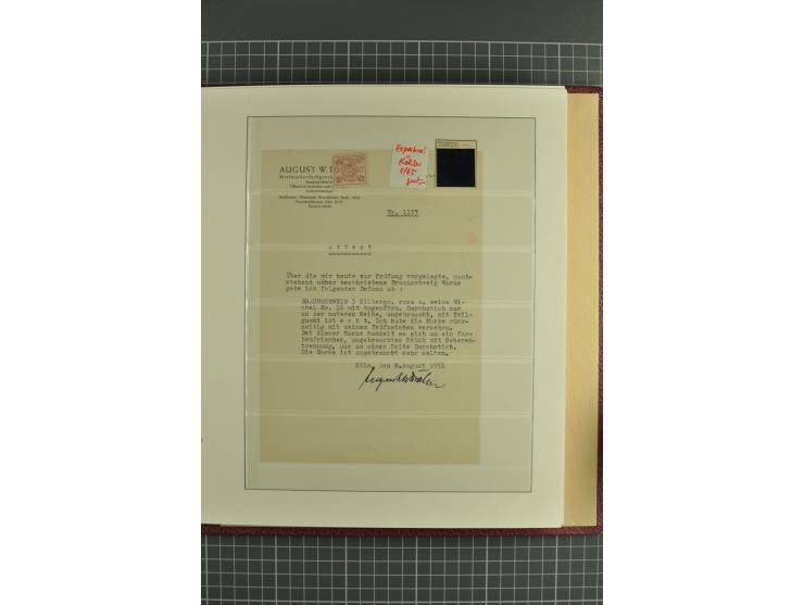 Die verbleibende Marken- und Briefesammlung in 2 gut gefüllten Lederalben, dabei Nr. 1 (17+Paar+2 Vorderseiten+1 Brief), 2 (1