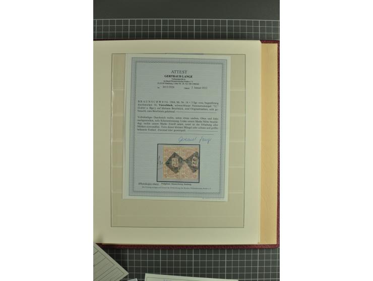 Die verbleibende Marken- und Briefesammlung in 2 gut gefüllten Lederalben, dabei Nr. 1 (17+Paar+2 Vorderseiten+1 Brief), 2 (1