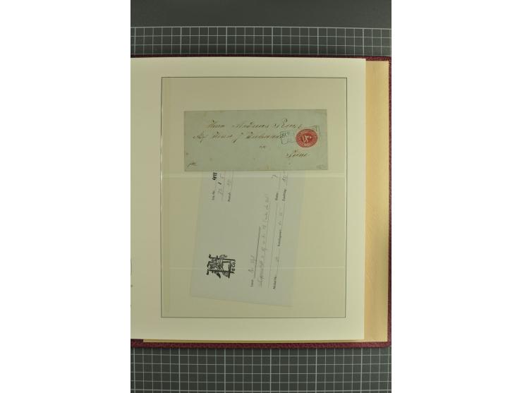 Die verbleibende Marken- und Briefesammlung in 2 gut gefüllten Lederalben, dabei Nr. 1 (17+Paar+2 Vorderseiten+1 Brief), 2 (1