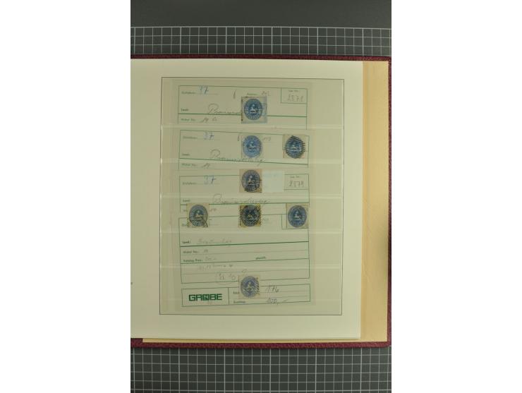 Die verbleibende Marken- und Briefesammlung in 2 gut gefüllten Lederalben, dabei Nr. 1 (17+Paar+2 Vorderseiten+1 Brief), 2 (1