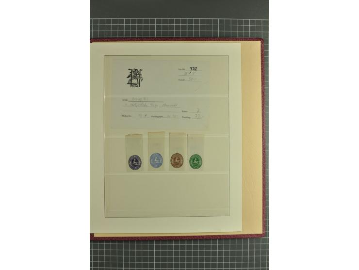 Die verbleibende Marken- und Briefesammlung in 2 gut gefüllten Lederalben, dabei Nr. 1 (17+Paar+2 Vorderseiten+1 Brief), 2 (1