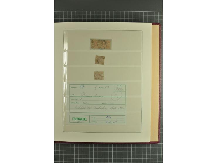 Die verbleibende Marken- und Briefesammlung in 2 gut gefüllten Lederalben, dabei Nr. 1 (17+Paar+2 Vorderseiten+1 Brief), 2 (1