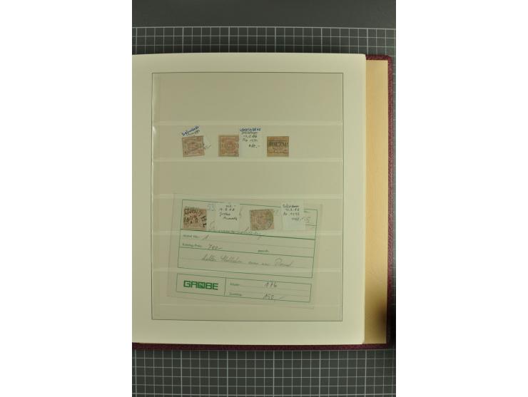 Die verbleibende Marken- und Briefesammlung in 2 gut gefüllten Lederalben, dabei Nr. 1 (17+Paar+2 Vorderseiten+1 Brief), 2 (1