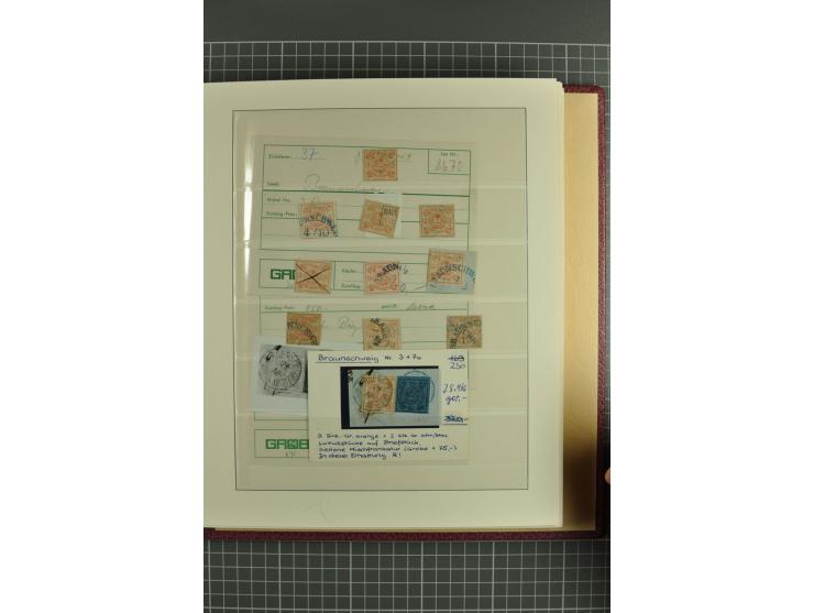 Die verbleibende Marken- und Briefesammlung in 2 gut gefüllten Lederalben, dabei Nr. 1 (17+Paar+2 Vorderseiten+1 Brief), 2 (1