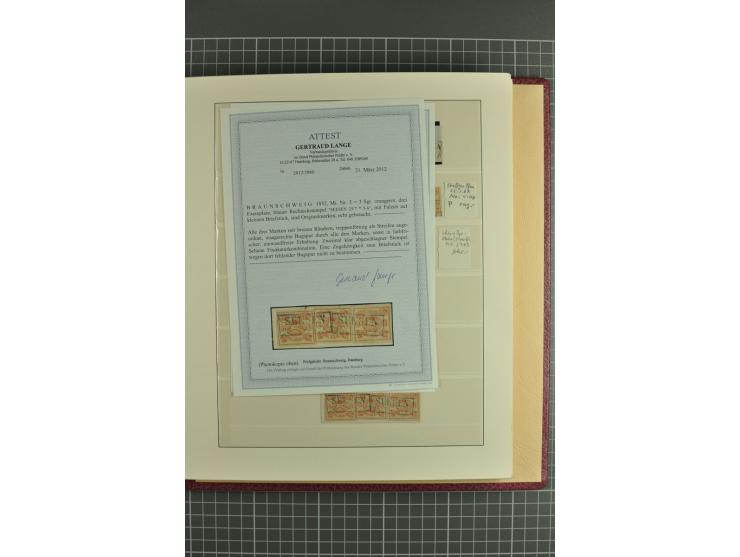Die verbleibende Marken- und Briefesammlung in 2 gut gefüllten Lederalben, dabei Nr. 1 (17+Paar+2 Vorderseiten+1 Brief), 2 (1