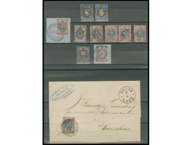 1860/66: interesting lot containing ten stamps and one cover with Polish cancellations, incl. two 1860 Poland definitives wit