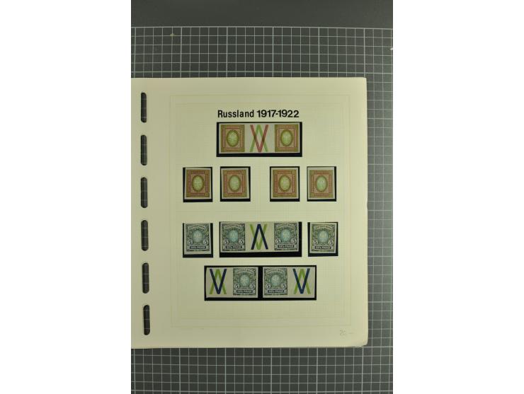 1889/1917, selection of hundreds unused/mint stamps, showing printing varieties such as shifted background or center, in addi
