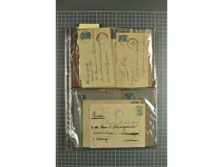 1848/1917(ca.), interesting lot of 90 used/unused postal stationery envelopes incl. 1869 city post envelopes unused (9), Impe