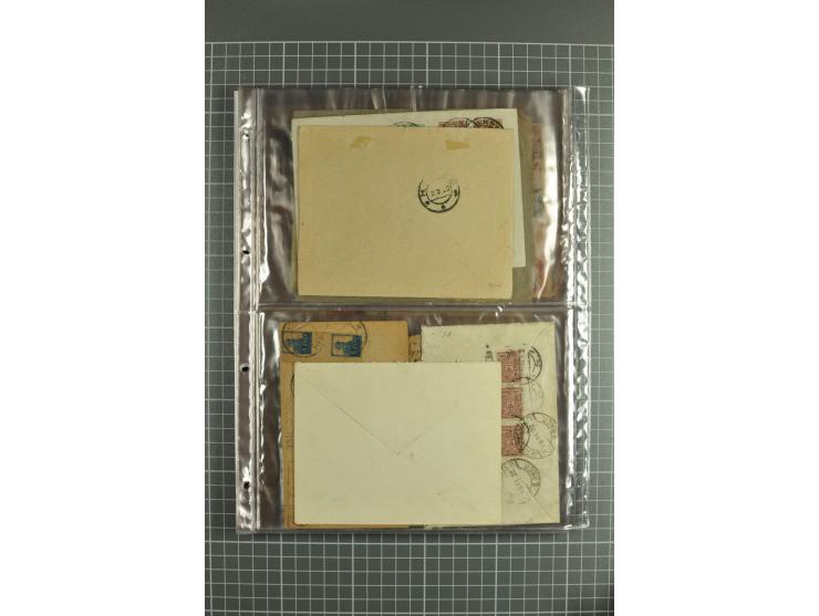 1918/27, lot of 60 covers incl. airmail, postal saving stamps used as definitives, trophy use of Ukrainian stamps, inflation 