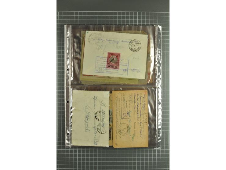 1918/27, lot of 60 covers incl. airmail, postal saving stamps used as definitives, trophy use of Ukrainian stamps, inflation 