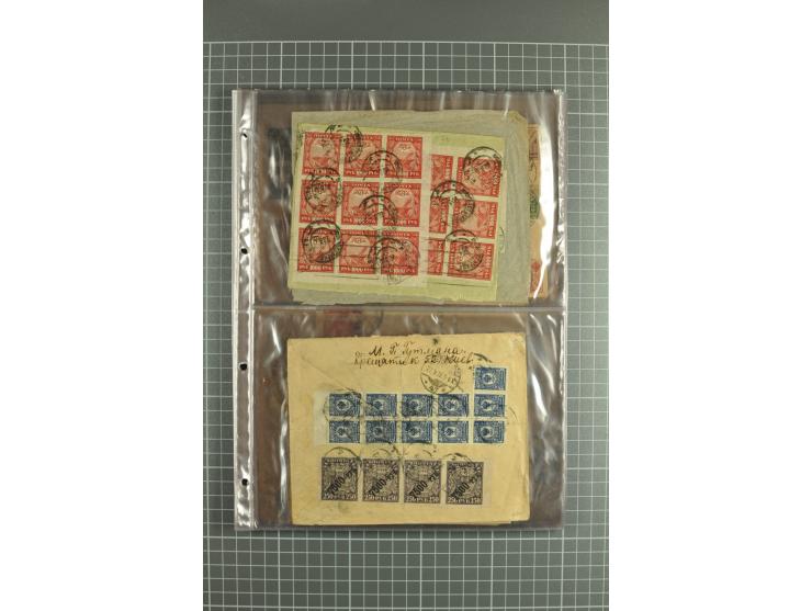 1918/27, lot of 60 covers incl. airmail, postal saving stamps used as definitives, trophy use of Ukrainian stamps, inflation 