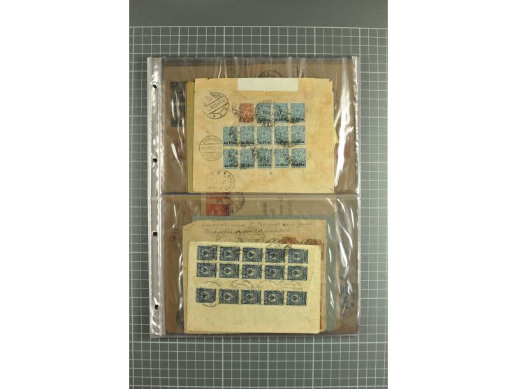 1918/27, lot of 60 covers incl. airmail, postal saving stamps used as definitives, trophy use of Ukrainian stamps, inflation 