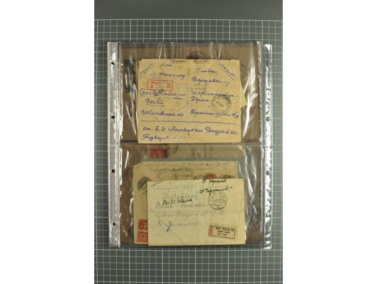 1918/27, lot of 60 covers incl. airmail, postal saving stamps used as definitives, trophy use of Ukrainian stamps, inflation 