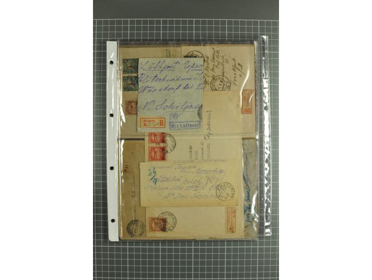 1918/27, lot of 60 covers incl. airmail, postal saving stamps used as definitives, trophy use of Ukrainian stamps, inflation 