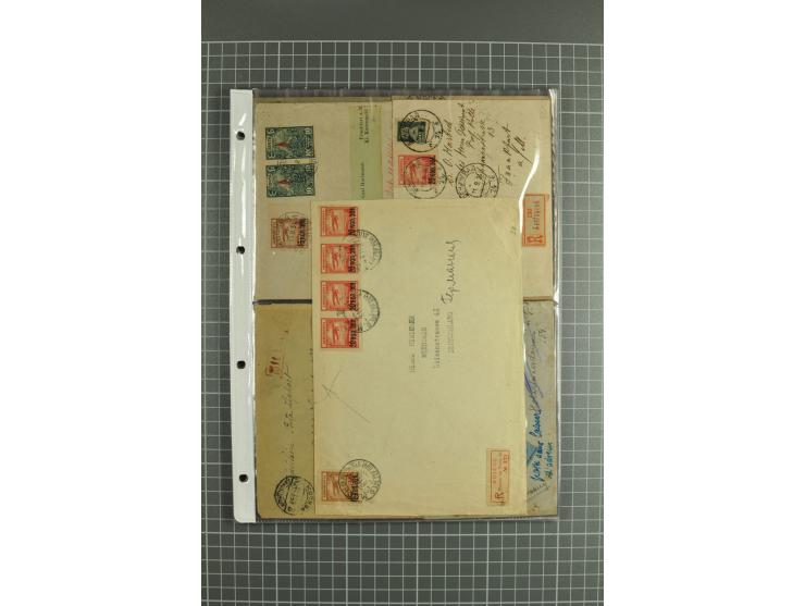1918/27, lot of 60 covers incl. airmail, postal saving stamps used as definitives, trophy use of Ukrainian stamps, inflation 