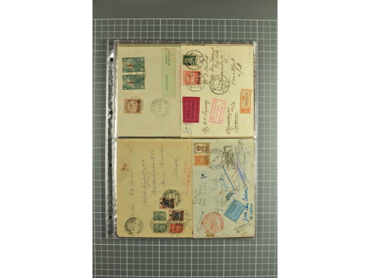 1918/27, lot of 60 covers incl. airmail, postal saving stamps used as definitives, trophy use of Ukrainian stamps, inflation 
