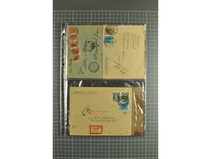 1918/27, lot of 60 covers incl. airmail, postal saving stamps used as definitives, trophy use of Ukrainian stamps, inflation 