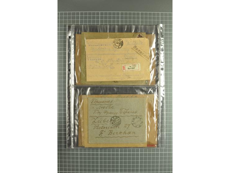 1918/27, lot of 60 covers incl. airmail, postal saving stamps used as definitives, trophy use of Ukrainian stamps, inflation 
