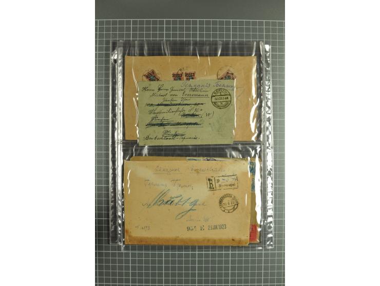 1918/27, lot of 60 covers incl. airmail, postal saving stamps used as definitives, trophy use of Ukrainian stamps, inflation 