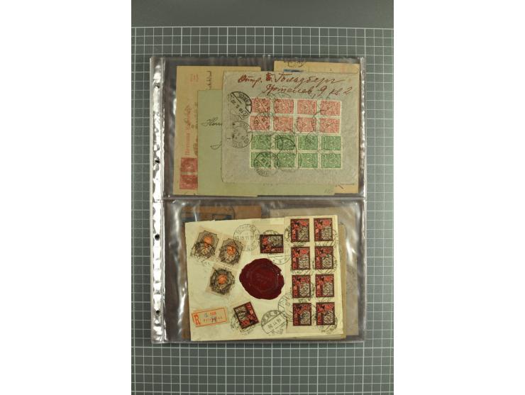 1918/27, lot of 60 covers incl. airmail, postal saving stamps used as definitives, trophy use of Ukrainian stamps, inflation 