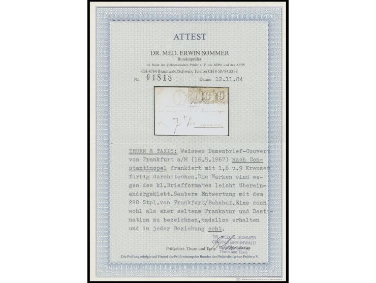 TÜRKEI: 1866, farbig durchstochen 1 Kreuzer grün, 6 Kreuzer blau und 9 Kreuzer ocker, alle farbfrisch und in guter Erhaltung 