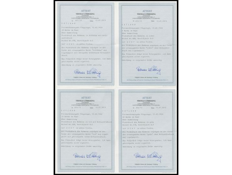 1924, aircrafts 5-20 m., each as pair with frame print only, unused without gum, very fine, certificate Löbbering BPP