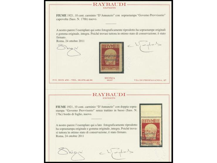 10 c. with inverted overprint, and with double overprint, the latter one with upper sheet margin, mint never hinged, very fin