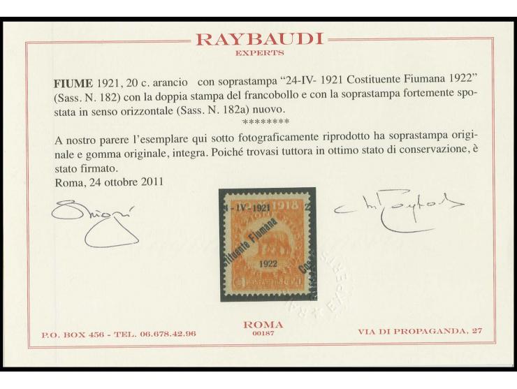 1922, Opening of the Legislative Assembly 20 c. with double print of the basic stamp, mint never hinged, fine, signed Raybaud