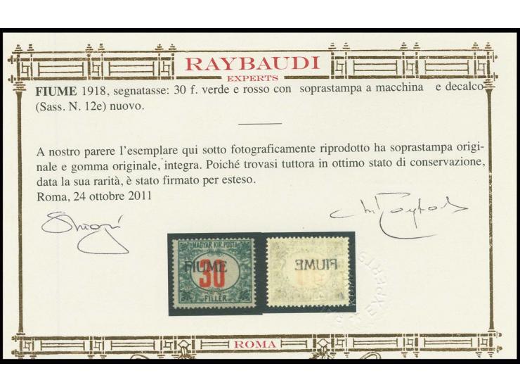 30 f. with machine overprint, overprint offset on reverse, mint never hinged, light vertical bend, otherwise fine, signed Ray