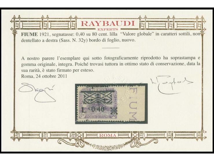 0.40 on 80 c. with right sheet margin, imperforated at right, mint never hinged, small hinge in the margin, very fine, rare, 