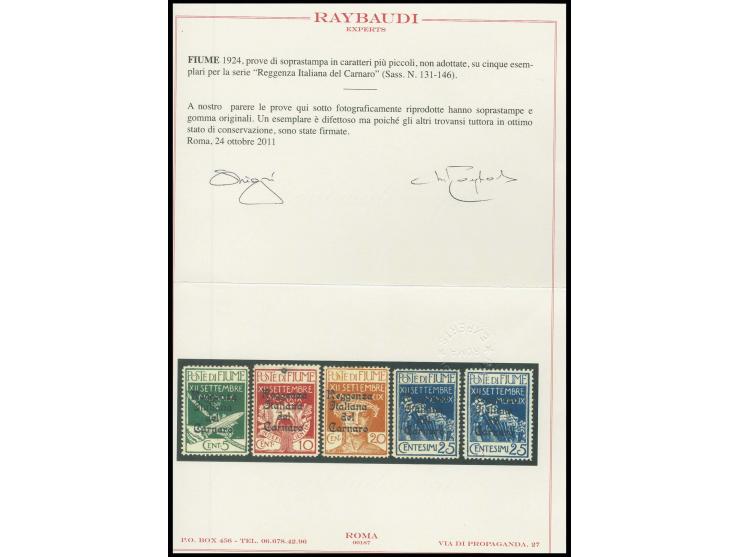 5-10 and 20-25 c. with overprint in smaller characters, unused, 10 c. small hole, otherwise fine, scarce, signed Raybaudi wit