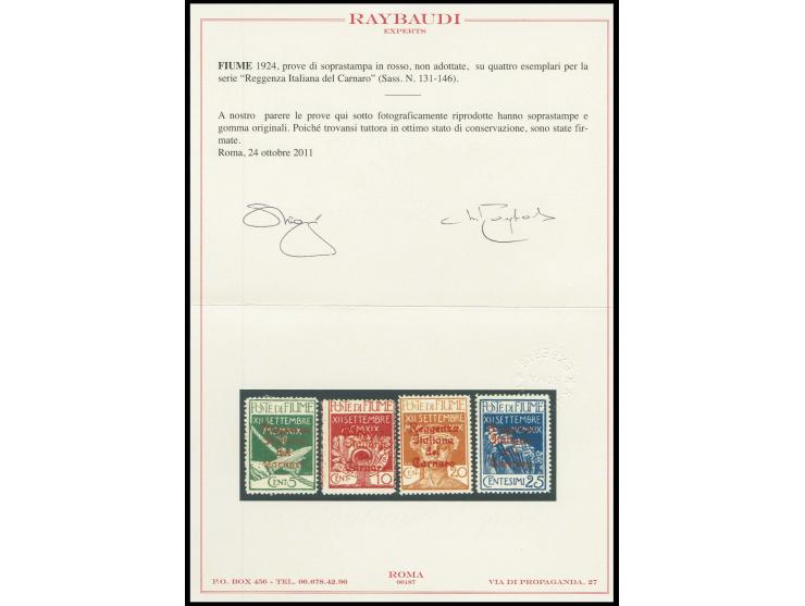 5-10 and 20-25 c. with overprint in smaller, red characters, unused, fine, scarce, signed Raybaudi with certifcate (Sassone N