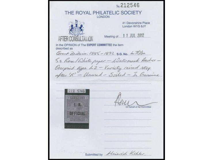  5 s. rose, unused, with variety "raised stop after R", little soiled, otherwise fine, certificate RPS (2012)