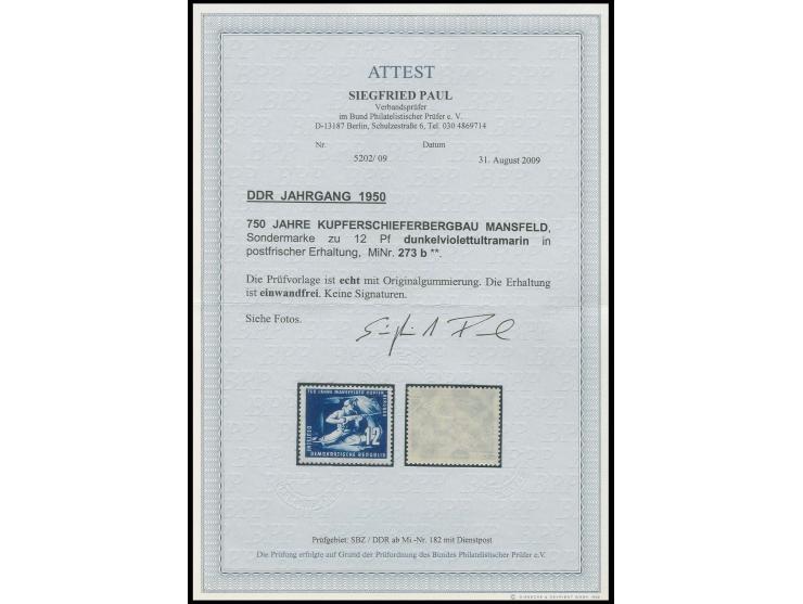 Kupferschieferbergbau 12 Pfg. dunkelviolettultramarin, postfrisch, Fotoattest Paul BPP (Mi. 550,-)