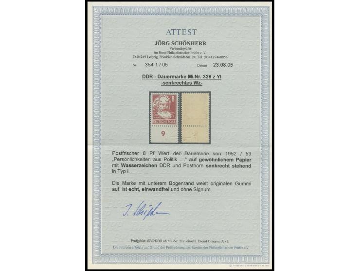 8 Pfg. auf gewöhnlichem Papier mit Wz. 2Y I, postfrisches Unterrandstück, Fotoattest Schönherr BPP (Mi. 3500,-)