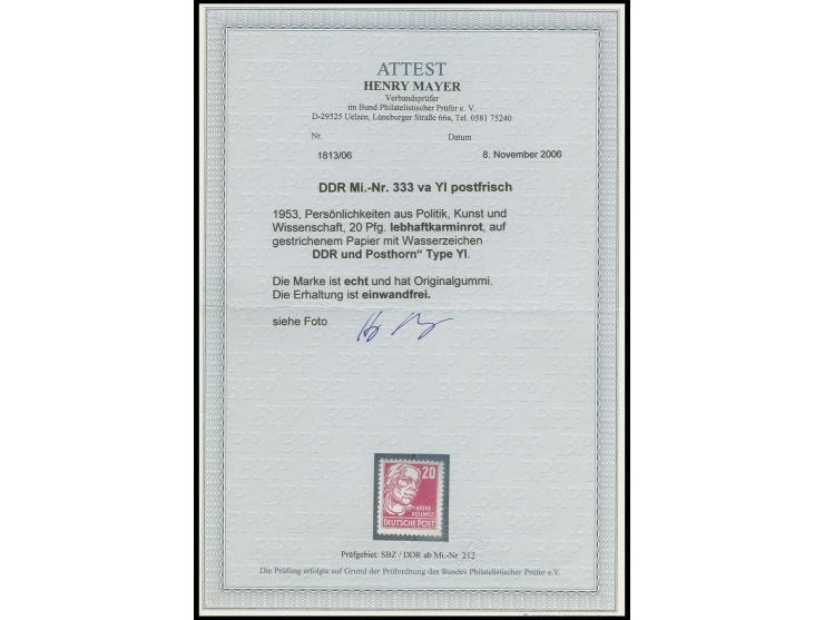 20 Pfg. lebhaftkarminrot auf gestrichenem Papier mit Wz. 2Y I, postfrisch, Fotoattest Mayer BPP (Mi. 2000,-)