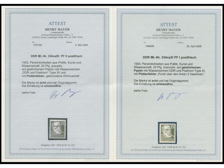 25 Pfg. auf gestrichenem Papier mit Plattenfehler "Punkt über den linken zwei Haarlinien" und "gebrochene Ohrmuschel", postfr
