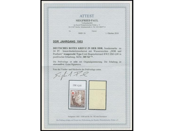 Deutsches Rotes Kreuz 24 Pfg. mit Wz. 2X I, postfrisches Oberrandstück, Fotoattest Paul BPP (Mi. 1800,-)