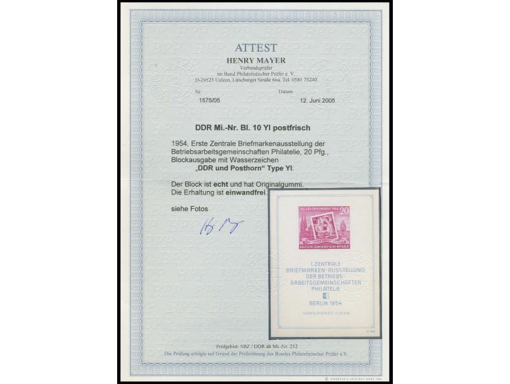 Briefmarken-Austellungsblock mit Wz. 2Y I, postfrisch, Fotoattest Mayer BPP (Mi. 1000,-)