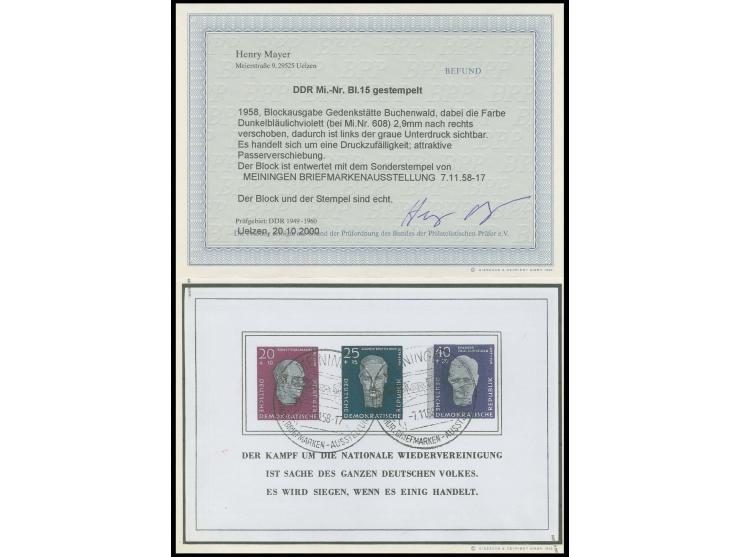Buchwald-Block, dabei die Farbe dunkelbläulichviolett (bei Nr. 608) um 2,9 mm nach rechts verschoben, dadurch ist links der g