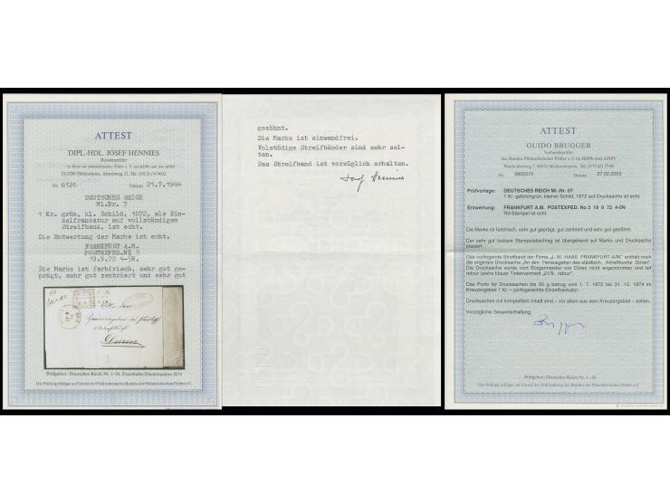 1 Kr. gelblichgrün mit Ra3 "FRANKFURT A.M. / POSTEXPED. No.3 / 19 9 72" auf kpl. Drucksachen-Streifband mit Adressschleife na