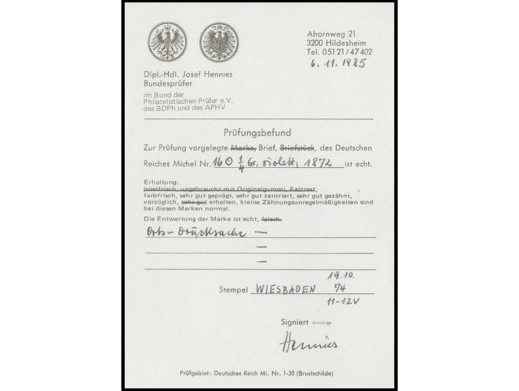 ¼ Gr. grauviolett mit EKr. "WIESBADEN 19 10 74" auf Orts-Drucksachenfaltbrief, bisher sind aus Wiesbaden nur 2 Orts-Drucksach