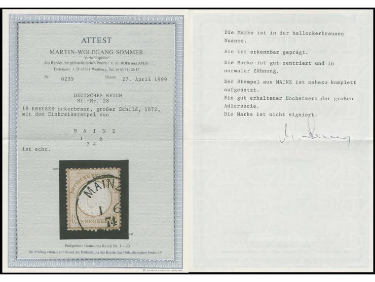 18 Kr. ockerbraun mit klarem EKr. "MAINZ 1.6.74", gut zentriert und minimaler Eckzahnbug oben rechts, sonst einwandfreies Stü