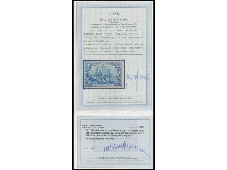 2 M., postfrisch, Kabinett, Fotoattest Jäschke und Befund Jäschke-L. BPP