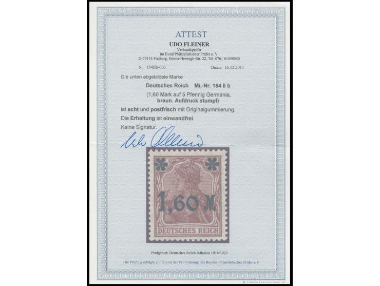 Aufdruck stumpf: 1,60 M. braun, postfrisch, Kabinett, Fotoattest Fleiner BPP