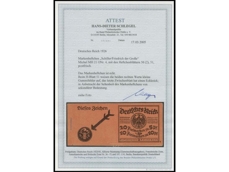 dito, postfrisch, letztes H-Blatt winzige Haftspuren und ein Zwischenblatt kleine Bugspur, Fotoattest H.D. Schlegel BPP (Mi. 