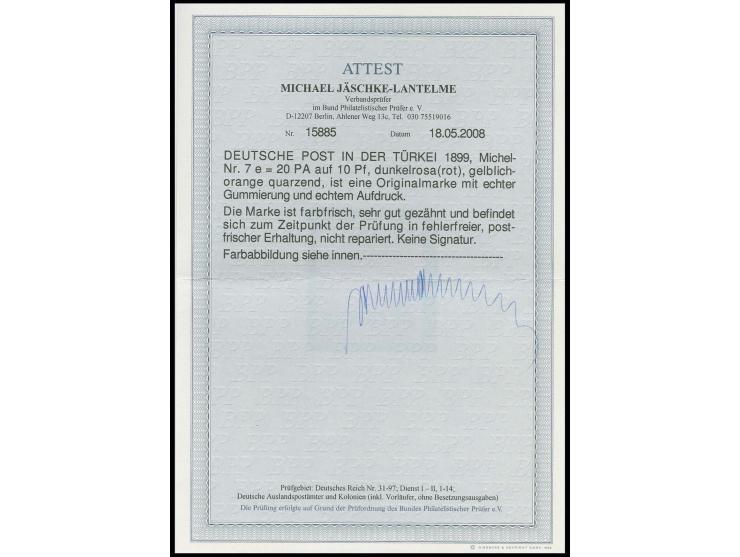 20 Pa. dunkelrosarot, postfrisch, Kabinett, Fotoattest Jäschke-L. BPP