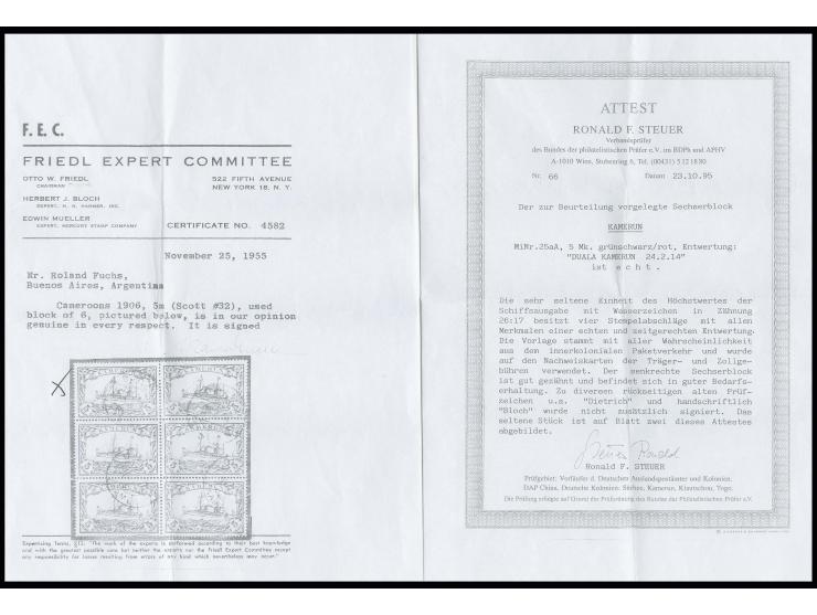 1905/19, 5 M. mit Stempel "DUALA", farbfrisch und gut gezähnt, sign. Dietrich und Attestkopie Steuer BPP (Mi. 4.800,-)
